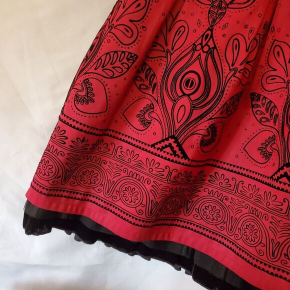 Apt 9 Red & Black Floral Boho Layered Skirt, Size 8 - Picture 6 of 8
